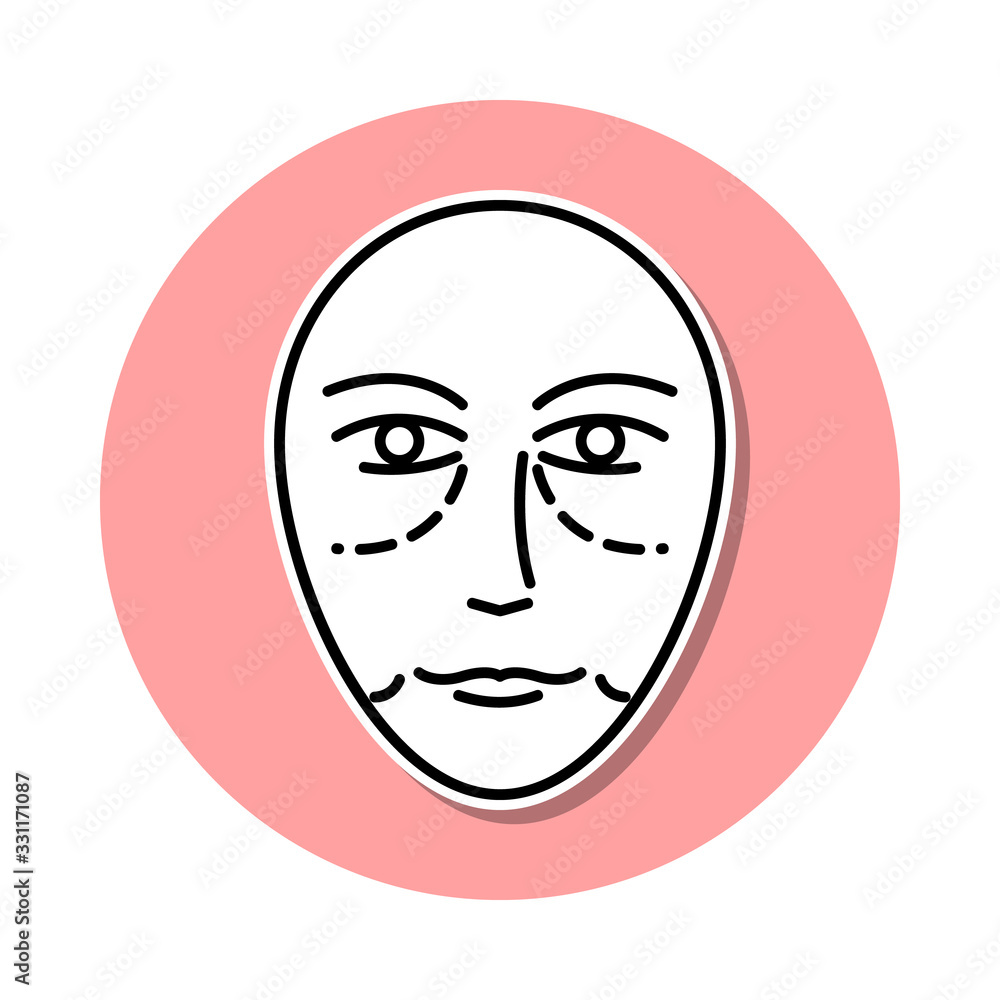 Antiaging face Botox sticker icon. Simple thin line, outline vector of anti agies icons for ui and ux, website or mobile application
