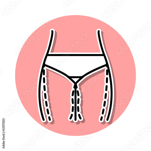 Beauty, cellulite leg thin sticker icon. Simple thin line, outline vector of anti agies icons for ui and ux, website or mobile application