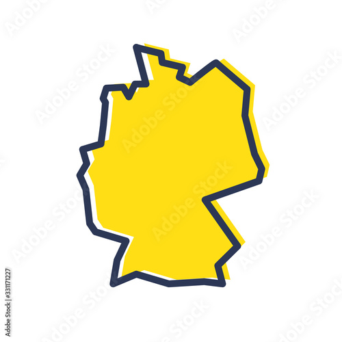 Stylized simple yellow outline map of Germany