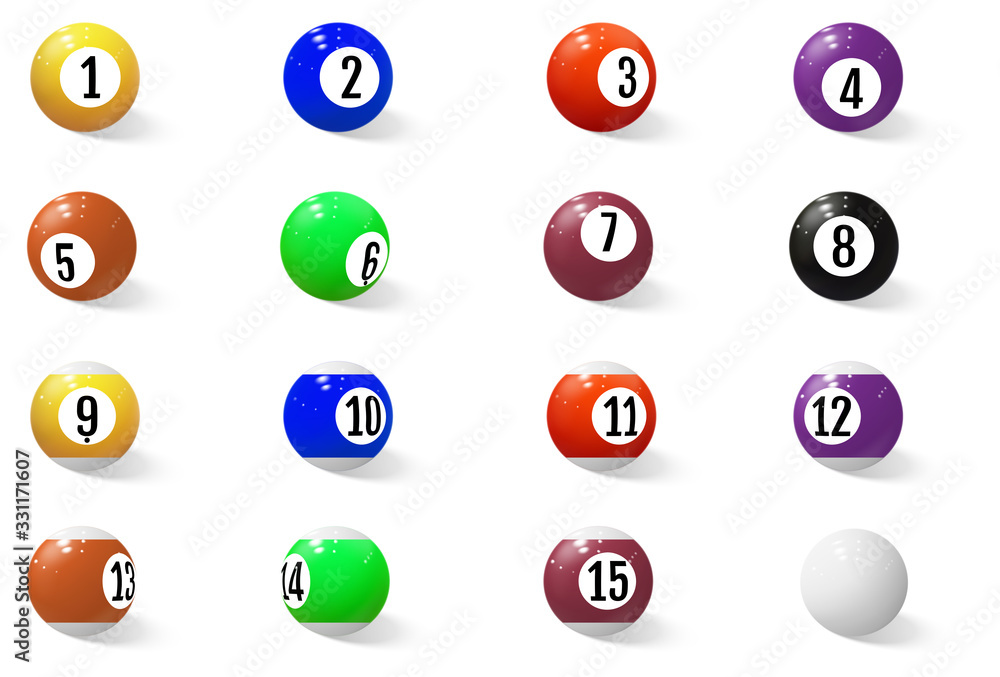Billiard, pool or snooker balls with numbers. Billiard, pool or snooker balls with numbers.