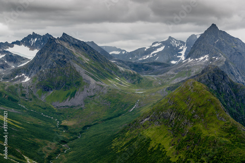 SLOGEN  NORWAY 2016 AUGUST 04. Norwegian mountains with famous Slogen mountain with dark clouds.