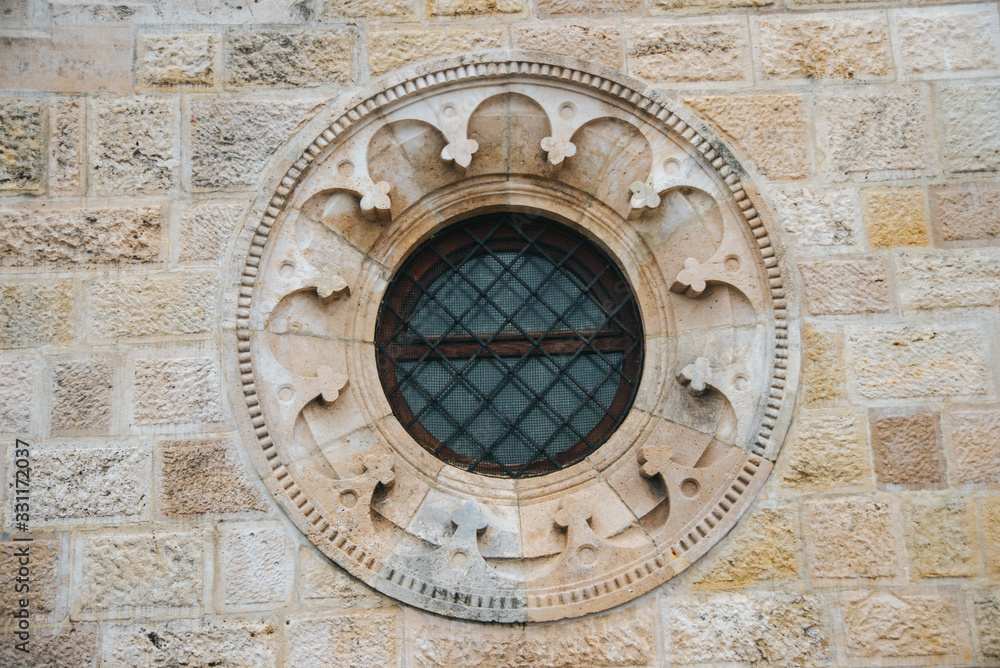 Hungary/ Budapest; 6/ march/ 2020- Photo of medieval round window