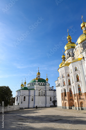 Photography View of the temples of Kiev-Pechersk Lavra on a beautiful sunny autumn day