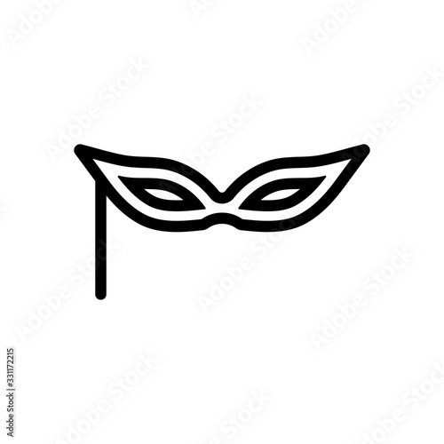 Carnival mask, incognito at the masquerade, linear style. Black icon on white background