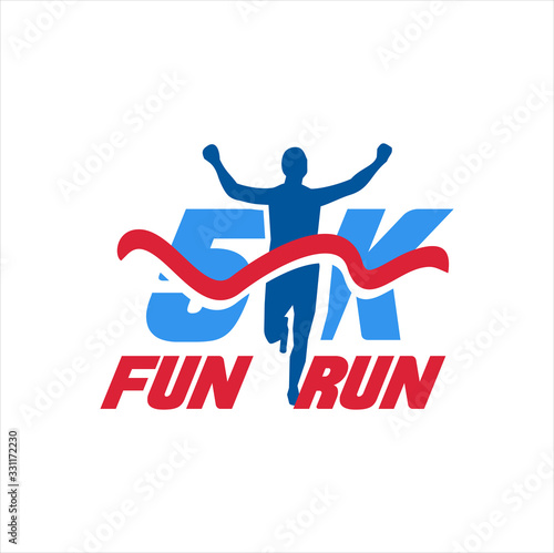5K Run Logo Design vector Stock symbol .Running logo sport concept . running marathon Logo Design Template .