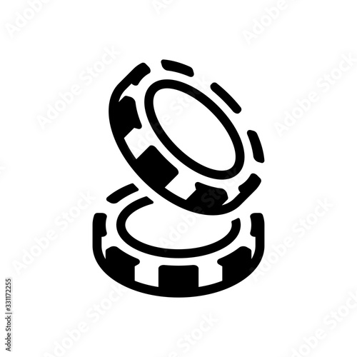 Chip stacks, casino or poker coin. Black icon on white background