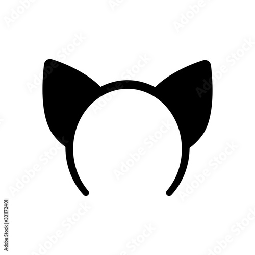 Cat ears band for head. Black icon on white background