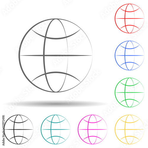 World globe hand drawn multi color set icon. Simple thin line, outline vector of business icons for ui and ux, website or mobile application