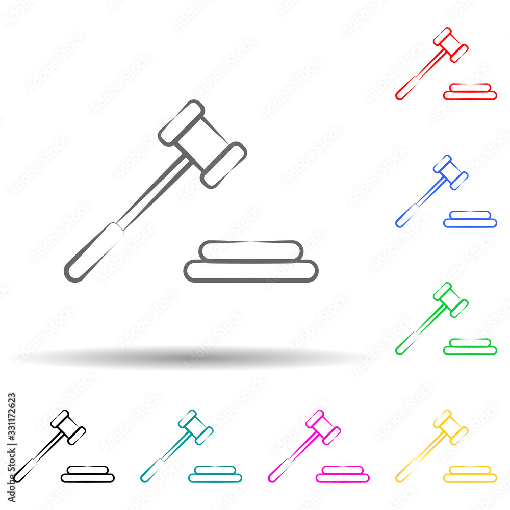 Business, hammer, insurance hand drawn multi color set icon. Simple thin line, outline vector of business icons for ui and ux, website or mobile application Business, hammer, insurance hand drawn multi color set icon. Simple thin line, outline vector of business icons for ui and ux, website or mobile application