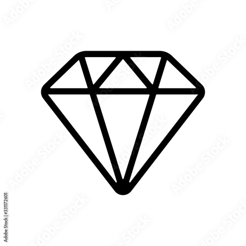 Diamond or brilliant, outline design. Black icon on white background