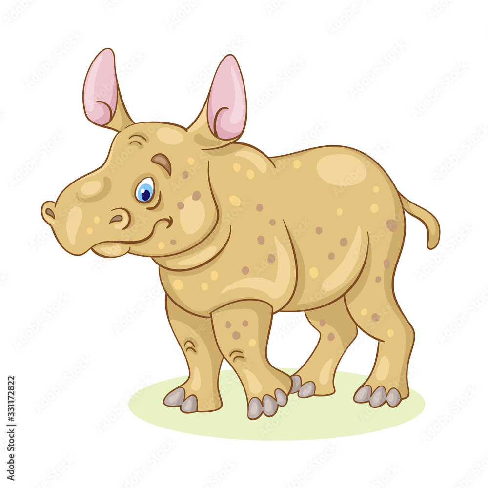 Fototapeta premium Cute little rhino. In cartoon style. Isolated on white background. Vector illustration.