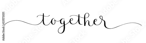 TOGETHER black vector brush calligraphy banner with swashes