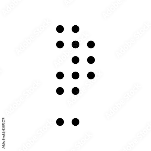 Digital dotted question mark, faq symbol. Black icon on white background
