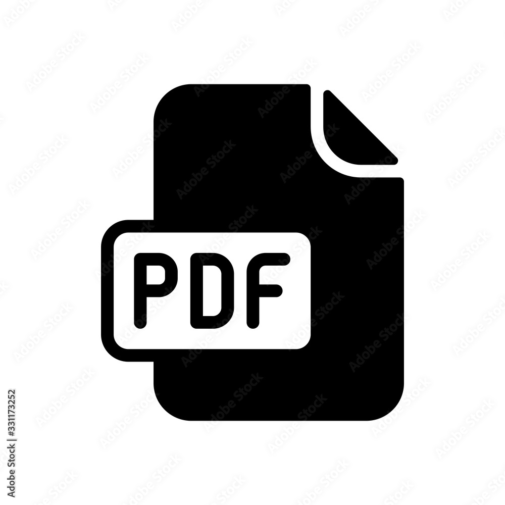 Computer file, pdf symbol. Black icon on white background Computer file, pdf symbol. Black icon on white background