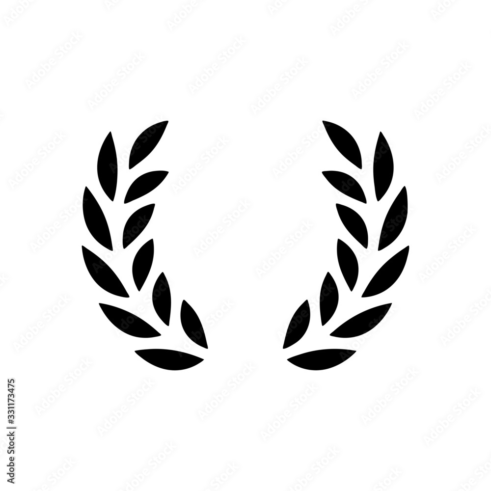 Laurel wreath, champion olive. Black icon on white background Stock Vector  | Adobe Stock