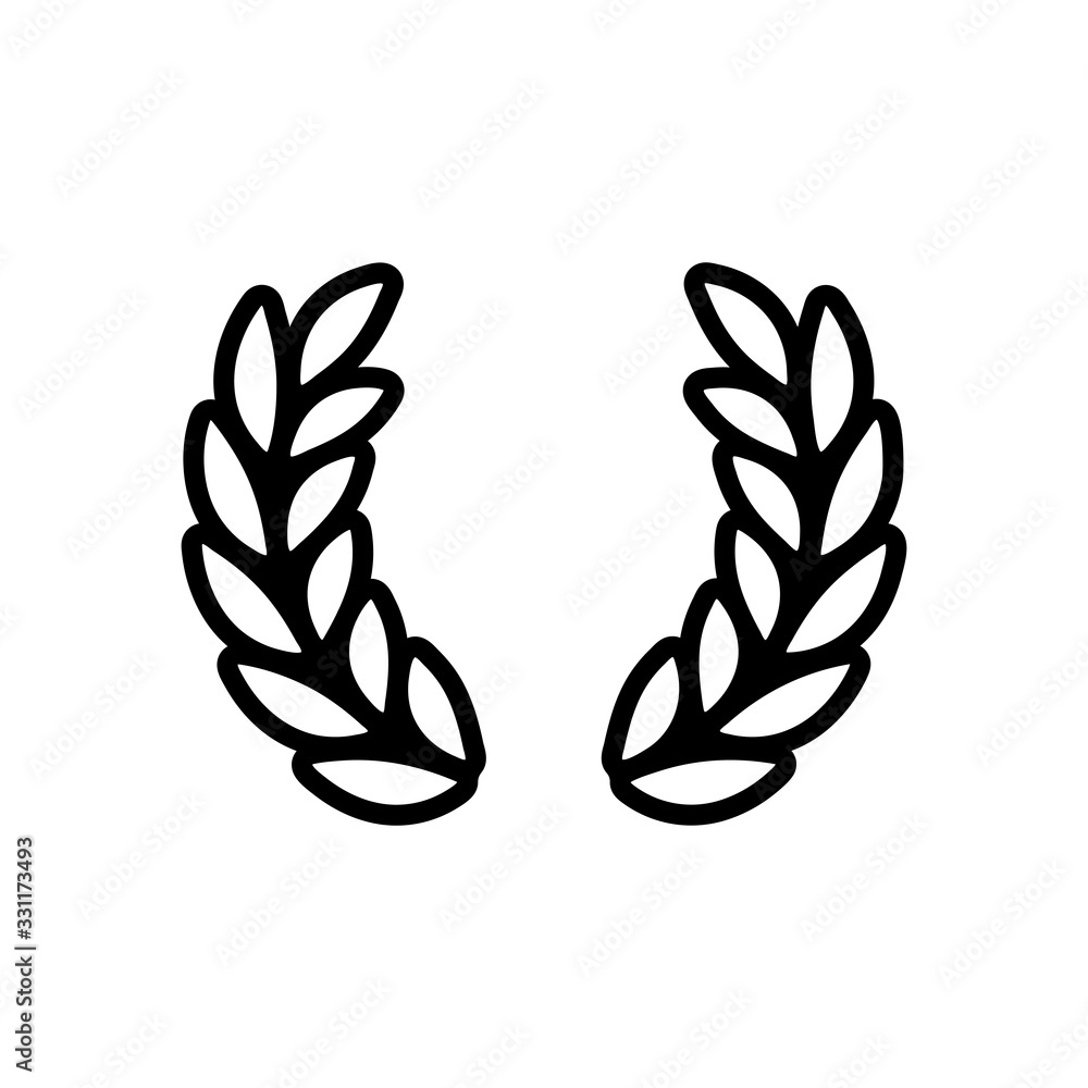 Obraz premium Laurel wreath, champion olive, outline design. Black icon on white background
