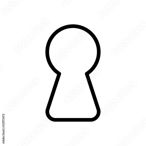 Key hole of door or lock, outline design. Black icon on white background