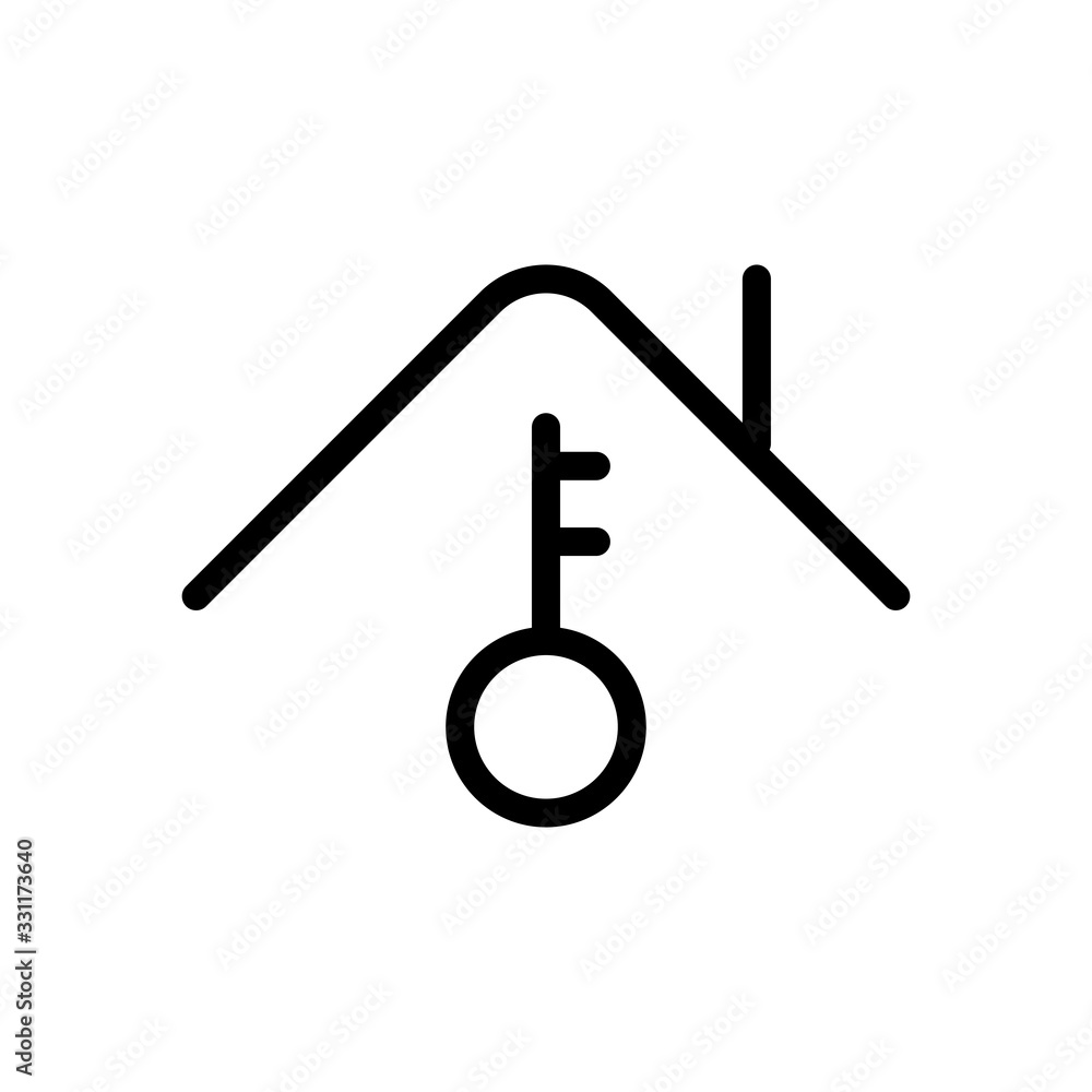 House and key, own home, outline design. Black icon on white background House and key, own home, outline design. Black icon on white background