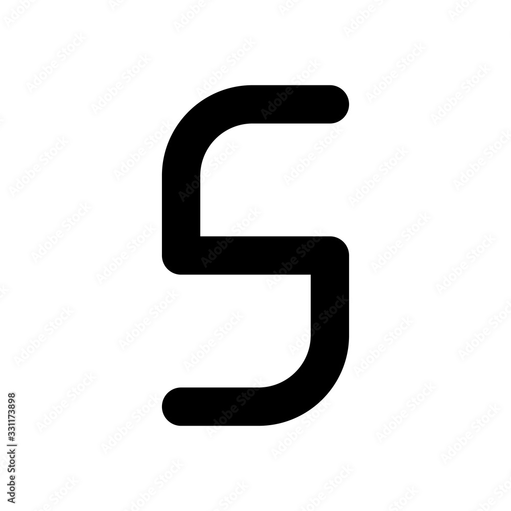 Letter S of alphabet, isolated outline symbol. Black icon on white background Letter S of alphabet, isolated outline symbol. Black icon on white background