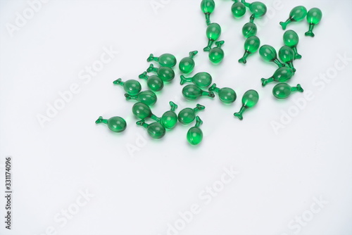 Green fragrant beads with all kinds of fragrance in the white background can make the air fresh and let the opposite sex like you