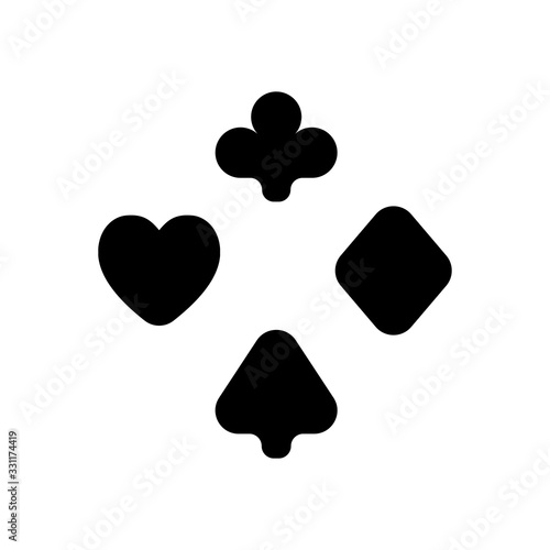 Playing card suits, poker club. Black icon on white background