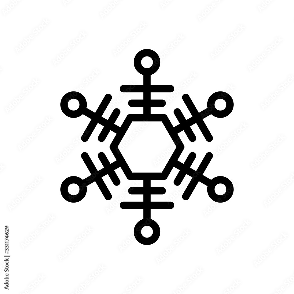 Obraz premium Simpe shape of snowflake, outline design. Black icon on white background