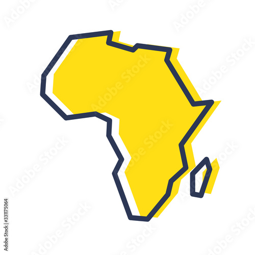 Stylized simple yellow outline map of Africa