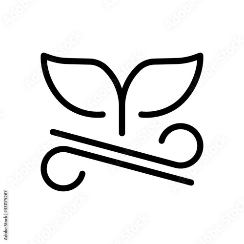 Whale tail on wave, outline design. Black icon on white background