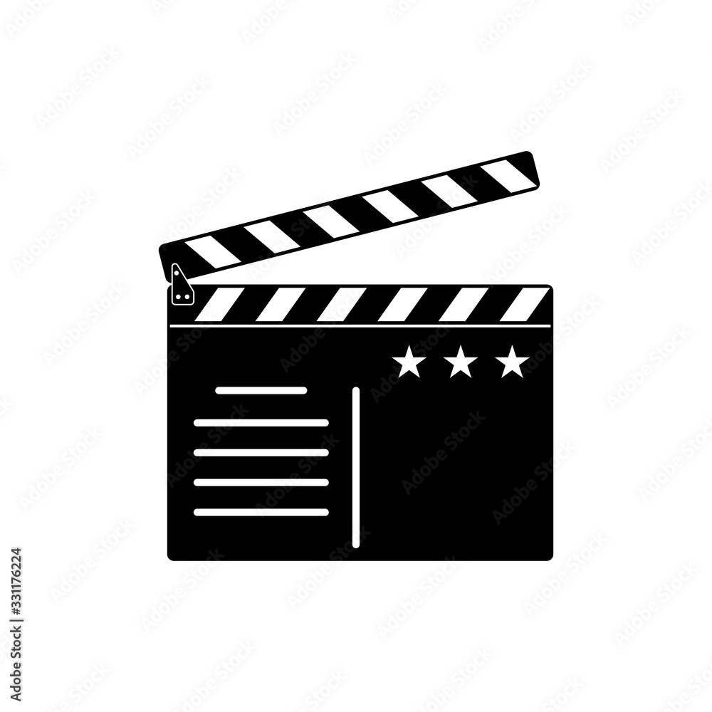 Movie clapper board icon. Flat vector illustration on white background.