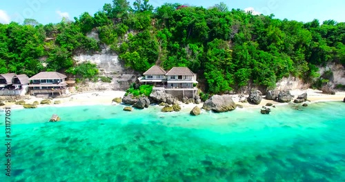 Wallpaper Mural Colorful ocean aerial view, Indonesia, Bali island. Uluwatu. Aerial video by drone 4K. Villas Uluwatu, paradise in Bali, Indonesia Torontodigital.ca