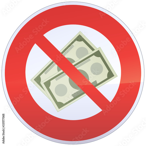 Prohibition to pay with cash (road sign)