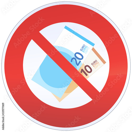 Panneau Interdiction de payer en espèces euros (métal détouré)