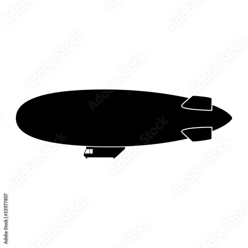 Vector blimp aircraft. Airship, dirigible balloon side view. Vector illustration.