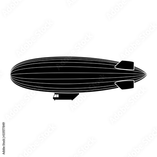 Vector blimp aircraft. Airship, dirigible balloon side view. Vector illustration.