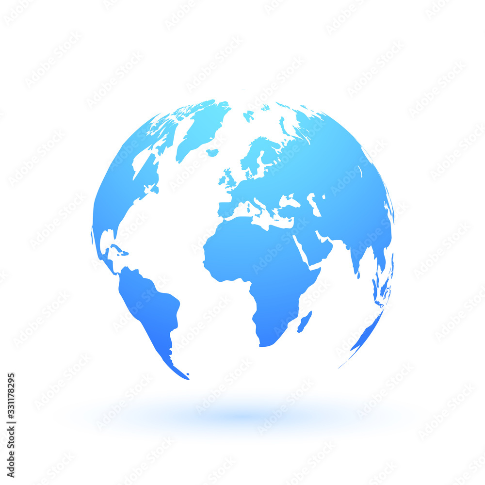 World map on white background. Vector illustration.