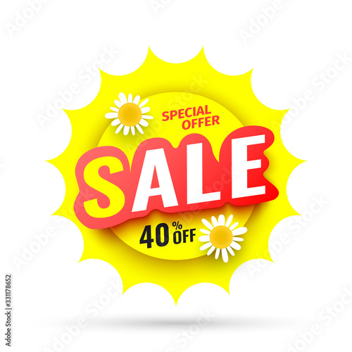 Round sale banner. Vector illustration.