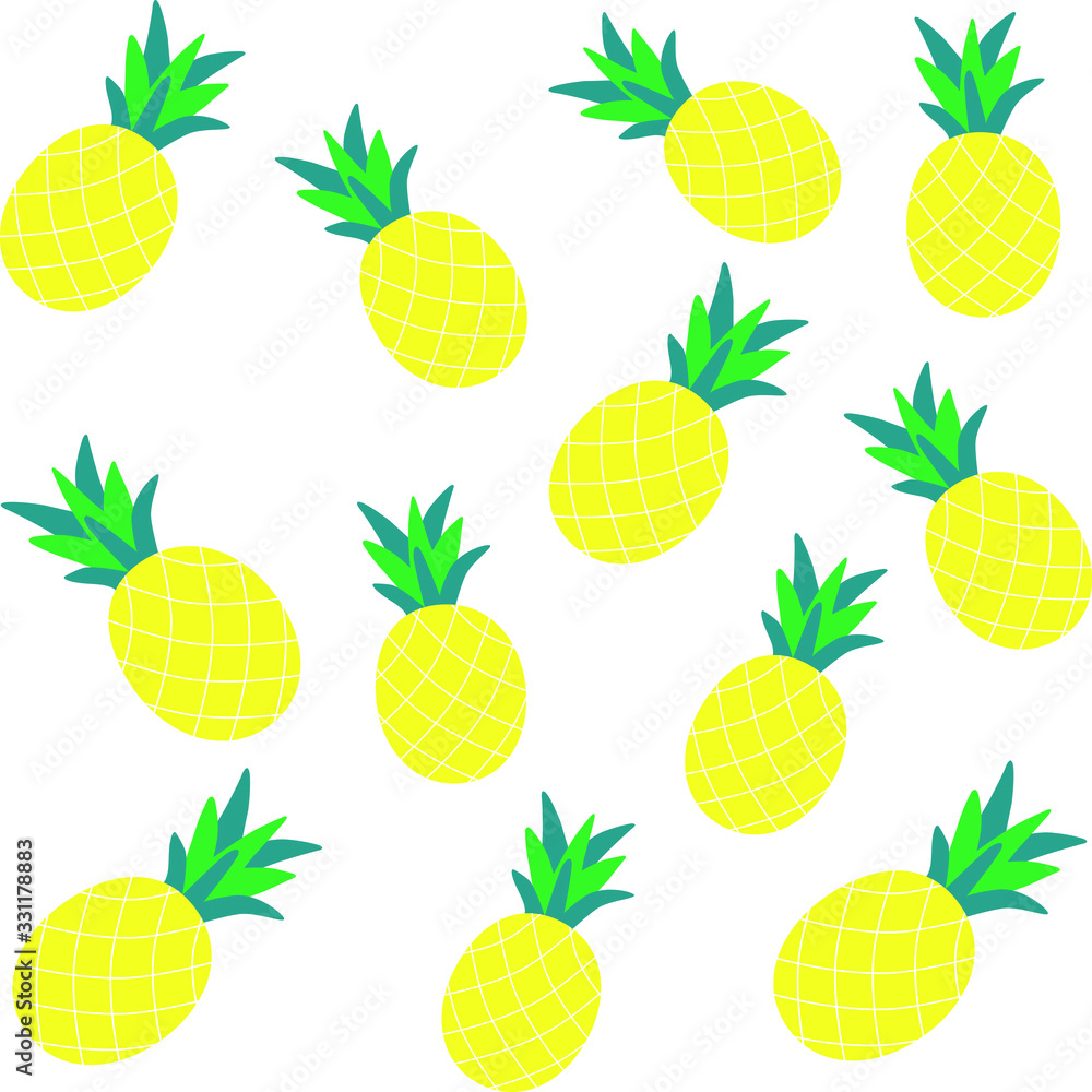 Pineapple, Hello Summer, Art Illustration Pineapple, Hello Summer, Art Illustration
