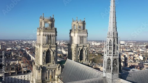 Aerial view of Sainte croix cathedral in Orléans in France