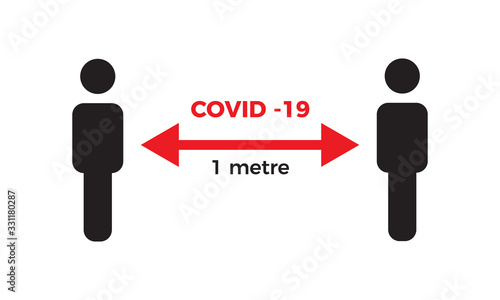 Coronavirus COVID-19 virus social distance concept. Safety instruction