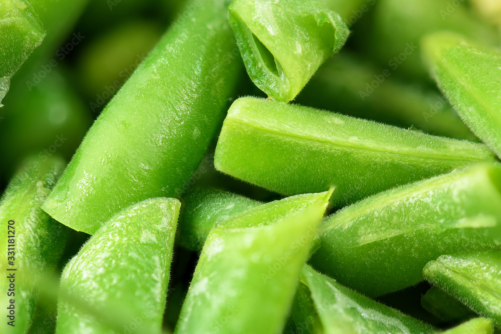 fresh chopped green bean pods background macro photo fresh chopped green bean pods background macro photo