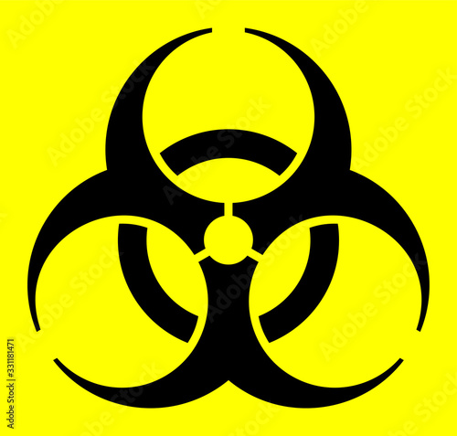 Biological hazard icon, biohazard symbol isolated on a yellow background. EPS10 vector file
