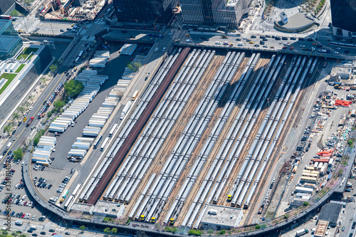 penn station new york city aerial view from helicopter photo