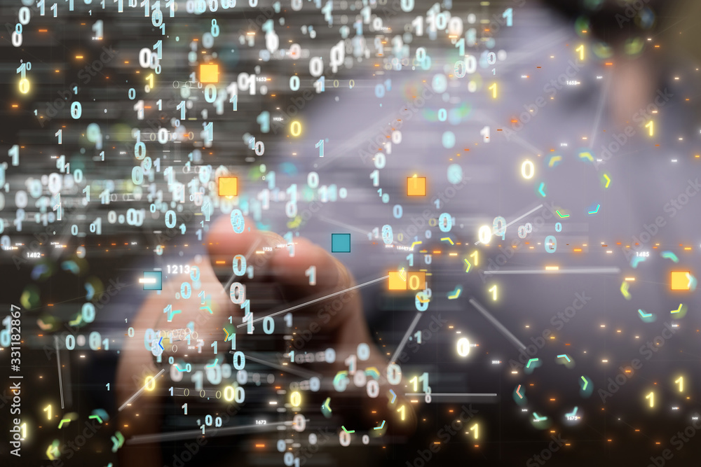 code data concept in hand media. code data concept in hand media.