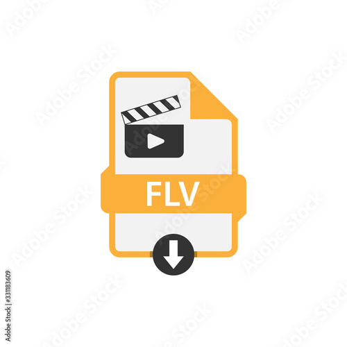 Flv file icon flat design vector