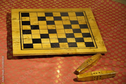 Photography Vintage set of Parcheesi game of dice played in the epic poem Mahabharata