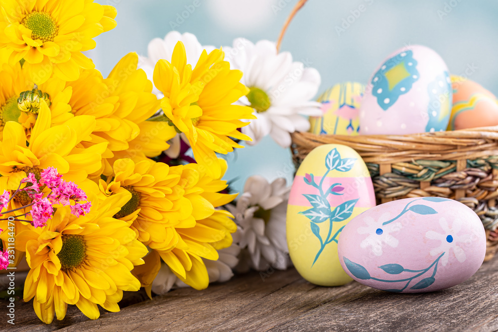 Yellow Daisies and Easter Eggs