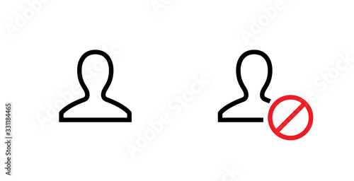 Set of two customer icons. Editable line vector.