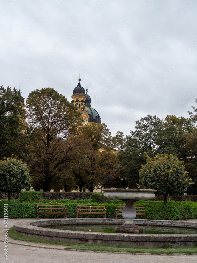 Fototapeta premium Munich, Germanu - Oct 4th, 2019:The Hofgarten is a garden in the center of Munich, Germany, located between the Residenz and the Englischer Garten.