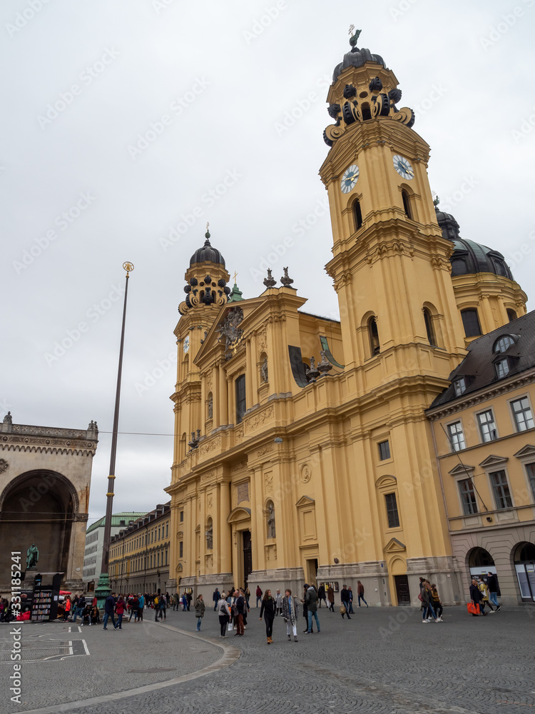 Munich, Germanu - Oct 4th, 2019: The Theatine Church of St. Cajetan is a Catholic church in Munich, southern Germany.