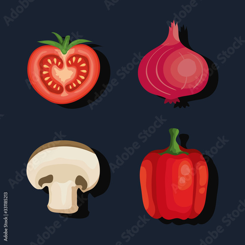 set of healthy and fresh vegetables vector illustration design